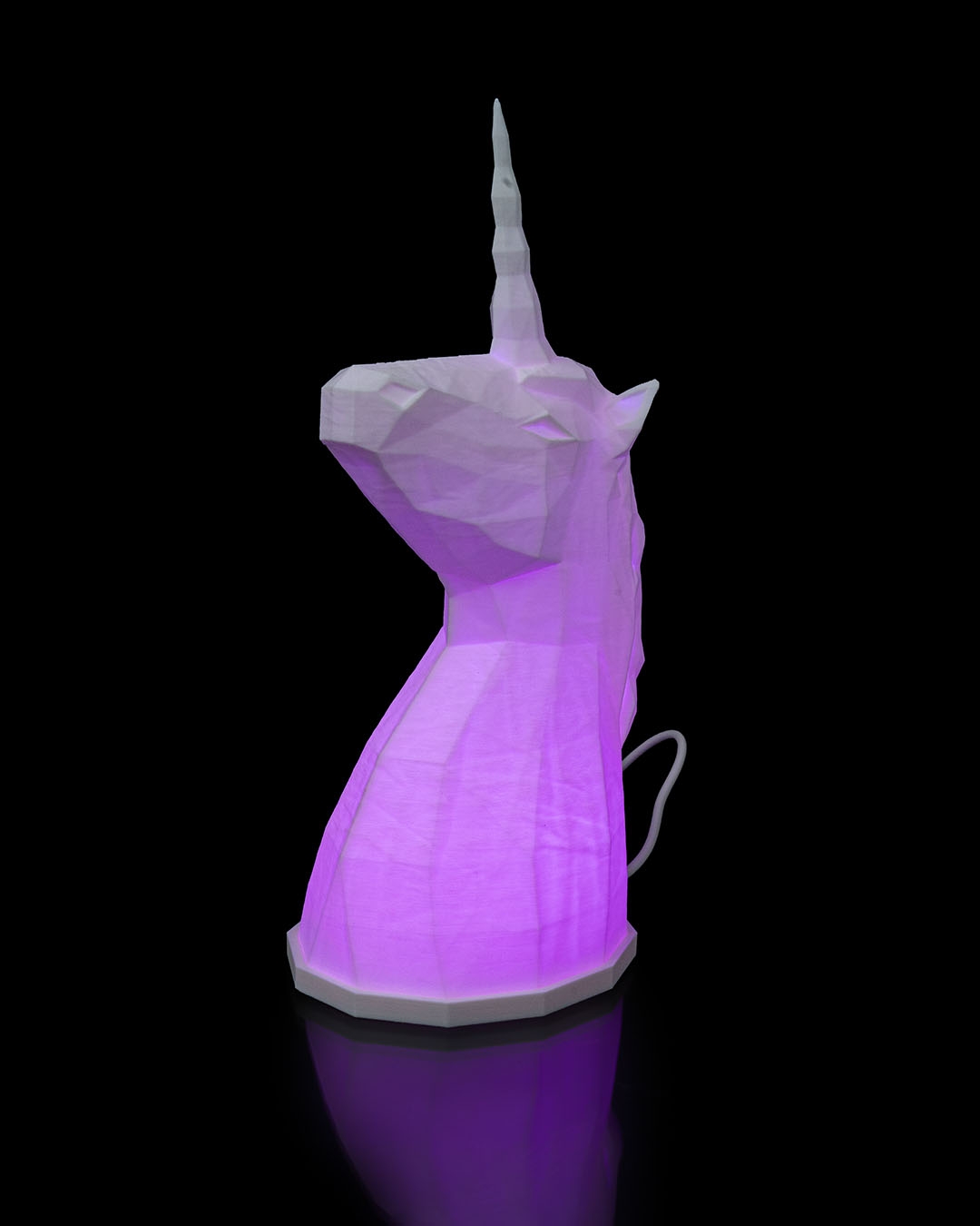 RGB Low Poly Unicorn Lamba, pembe/mor ışıklı ana çekim
