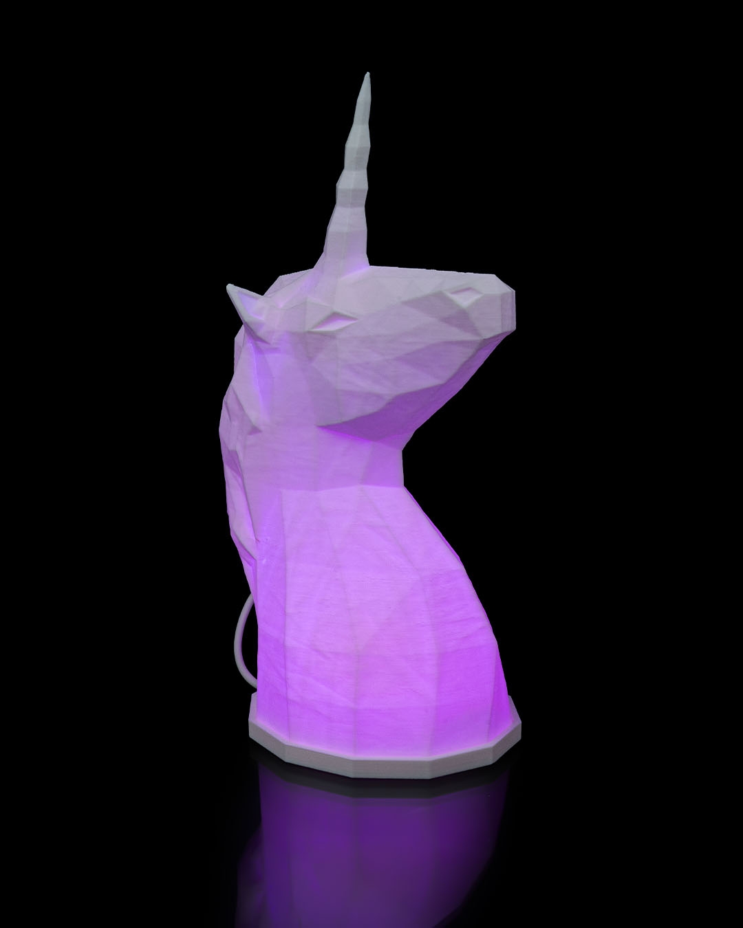 RGB Low Poly Unicorn Lamba, pembe/mor ışıklı ana çekim
