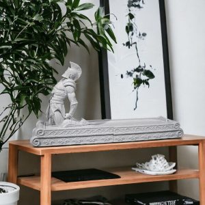 Yaralı Spartalı Asker Figürlü Çubuk Tütsülük - Antik Bakır ve Mermer Görünümlü 3D Tasarım