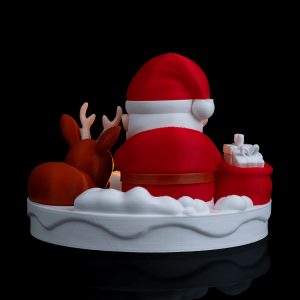 Noel Baba'nın Şenlik Ateşi Masa Lambası | LED Tealight Işıklı Yılbaşı Dekorasyonu ve 3D Baskı Figür