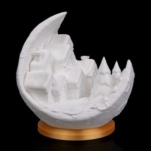 Ay Köyü Dekoratif Lamba | 3D Baskı Kar Temalı Masa Lambası ve LED Tealight