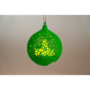 3D Baskı Yılbaşı Ağacı Süsü Tealight'lı Top Seti - Kırmızı, Yeşil ve Beyaz Dekoratif Işıklı Süs