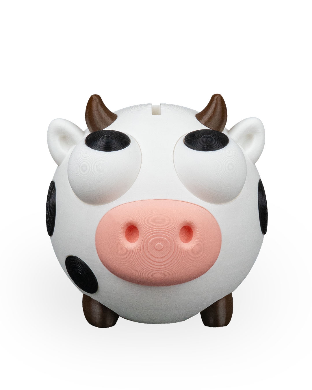 3D baskı PLA malzeme beyaz siyah benekli sevimli inek kumbara 13cm