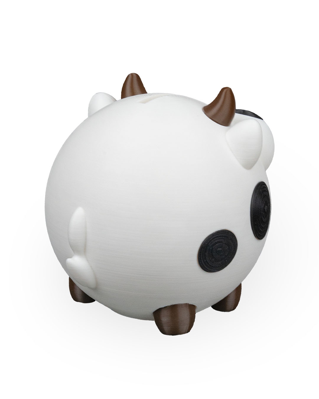 3D baskı PLA malzeme beyaz siyah benekli sevimli inek kumbara 13cm